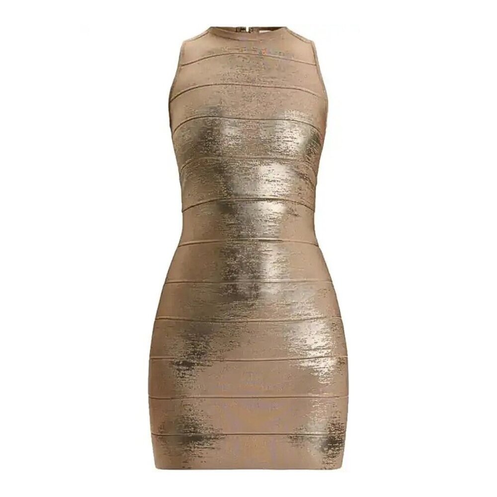 BNWT Hervé Léger Quinn Metallic Mini Dress